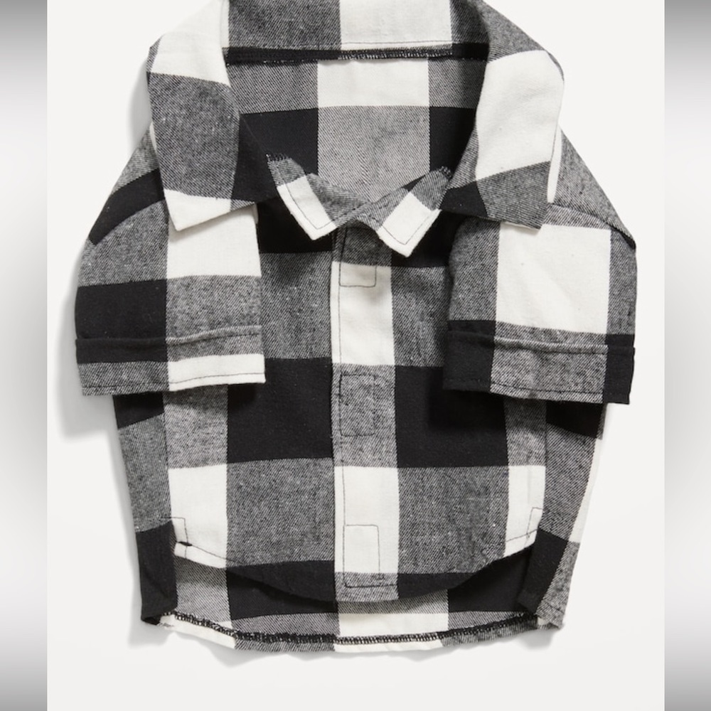 Old Navy NWT buffalo plaid black white dog shirt